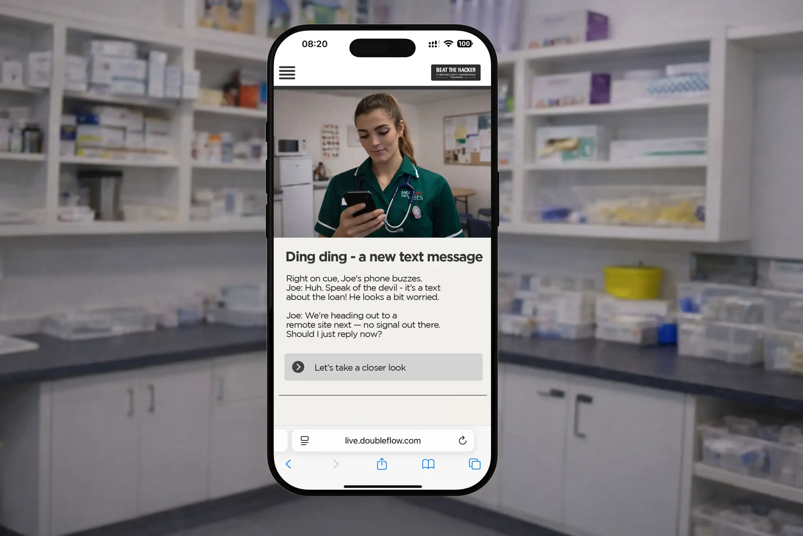 Veterinarian learning about cybersecurity threats